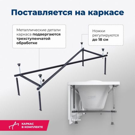 Акриловая ванна Aquanet West NEW 170x70 (с каркасом), артикул 00240463
