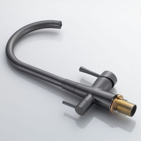 Смеситель для кухни с подключением фильтра Shevanik S428T, оружейная сталь, артикул S428T