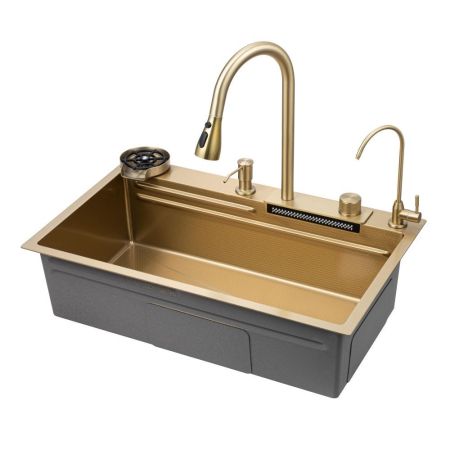 Многофункциональная кухонная мойка Savol S-SC003C, матовое золото, артикул S-SC003C