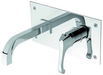 Emmevi Ares, встраиваемый в стену однорычажный смеситель для раковины (излив 17,9 см), с панелью, без донного клапана, цвет хром