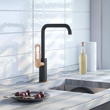 Смеситель для кухни Iddis Slide SLIBG00i05 Черный Розовое золото, артикул SLIBG00i05