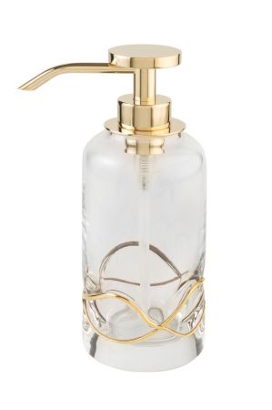 Surya Crystal Stream, дозатор 7х7хh18 см с помпой V6, цвет золото, артикул 6625/GO-V6