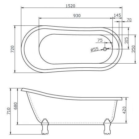 Акриловая ванна Кармен F-5032(150), артикул F-5032(150)