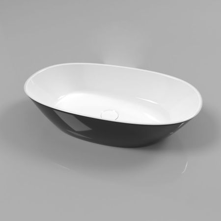 Умывальник WHITECROSS Amazon 60x35 (черный/белый глянец) иск. камень, артикул 0712.060035.10100