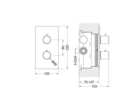 Термостатический смеситель для душа (внешняя и скрытая часть) AQUATEK, матовый черный AQ1391MB ЕВРОПА, артикул AQ1391MB