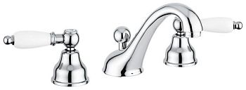 Emmevi Deco Ceramic, двухрычажный смеситель для раковины (излив 13 см), на 3 отверстия, с донным клапаном, цвет хром