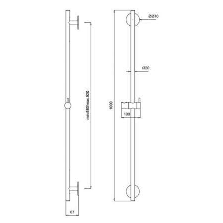 Штанга для душа, Almar, Sliding Rails, длина штанги, мм-1000, держатель ручного душа-есть, цвет-Brushed Nickel, артикул E087075.NB