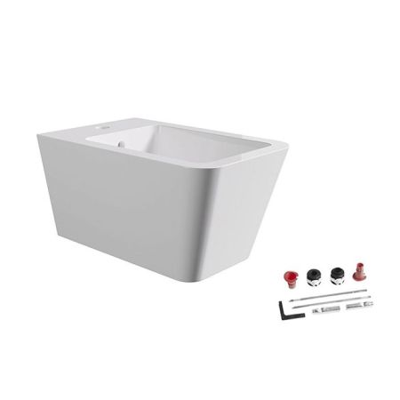 Биде, Alice, Hide, тип установки-подвесной, ширина, мм-350, глубина, мм-550, высота, мм-285, форма чаши-прямоугольная, отверстия для смесителя-1, материал-керамика, вид грязеотталкивающего покрытия-Aliglaze+, крепления в комплекте, без сливного механизма,, артикул 31220101SET