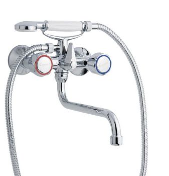 Смеситель Sole с длинным изливом (25см) и ручным душем для ванной, цвет хром