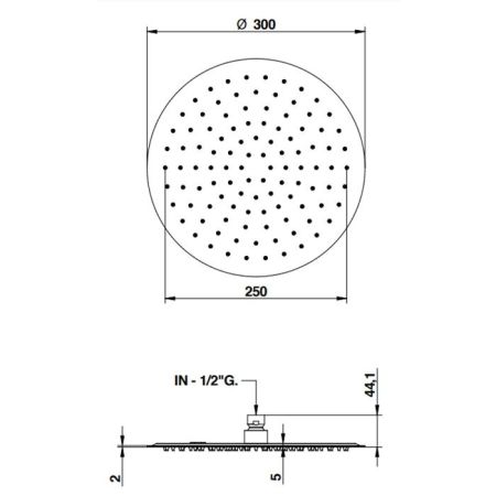 Bongio  Pomme Верхний душ потолочный 300мм , цвет черный матовый, артикул IM883NE30RPR