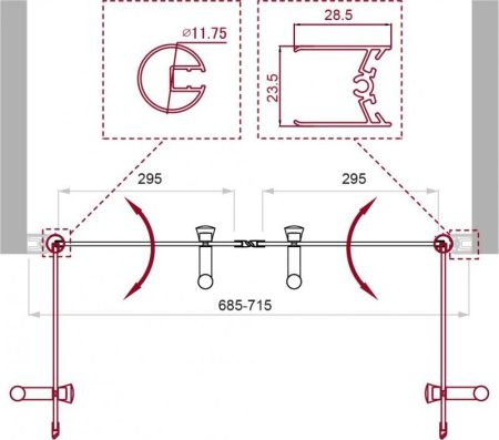 Душевая дверь в нишу BELBAGNO UNO-B-2, артикул UNO-B-2-110-CH-Cr