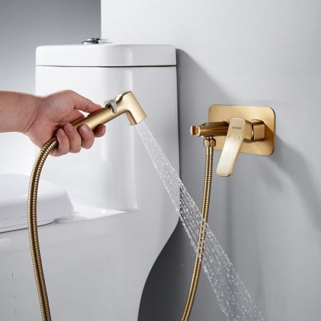 Гигиенический душ со смесителем Shevanik S9905G, золотой сатин, артикул S9905G