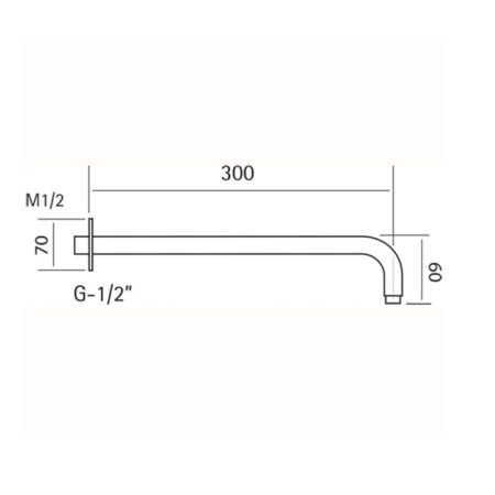 CISAL XION Держатель верхнего душа 300 мм., настенный монтаж, отделка нерж сталь, артикул DS013541D1