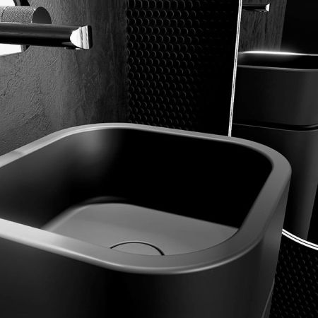 Kerasan  Hako Раковина накладная квадратная 30х30хH15 см, без отв под смеситель, цвет: черный матовый, артикул 554331