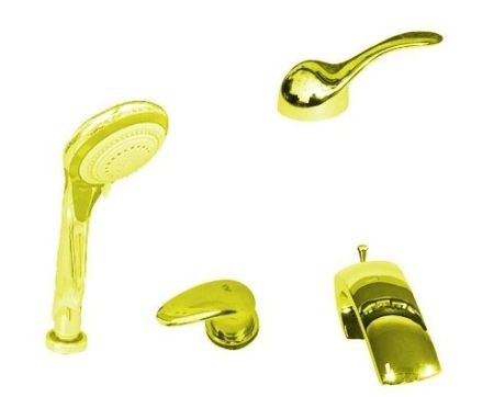 См-ль для ванны на 4- отверстия.Переключатель керамический MD0448.5, душевой шланг с пружиной  2м, артикул D472.5P