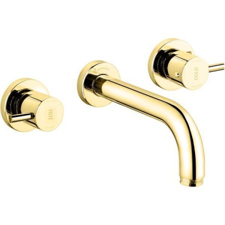 Emmevi Piper, встраиваемый в стену двухрычажный смеситель для раковины, без донного клапана, цвет золото, артикул 45155/OR