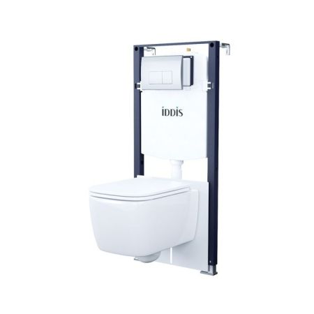 Комплект 3в1: подвесной унитаз, инсталляция и клавиша смыва, IDDIS, BASBR01i73, артикул BASBR01i73
