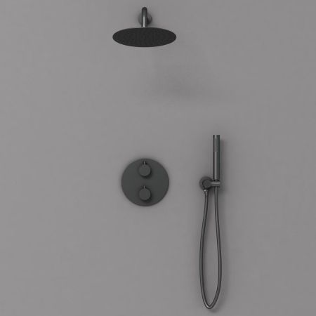 Душевой комплект VSFW-101TMB термостатический встраиваемый, двухрежимный, черный, артикул VSFW-101TMB