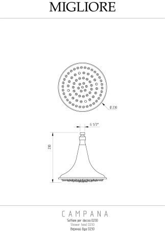 CAMPANA Верхний душ, d-230 mm., бронза, артикул 19907