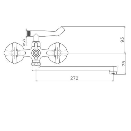 Смеситель для ванны Cron CN2125, хром