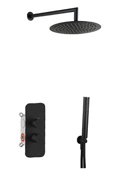 AQG Urban, душевой комплект ER232 на 2 потребителя, с настенным кронштейном, цвет черный матовый