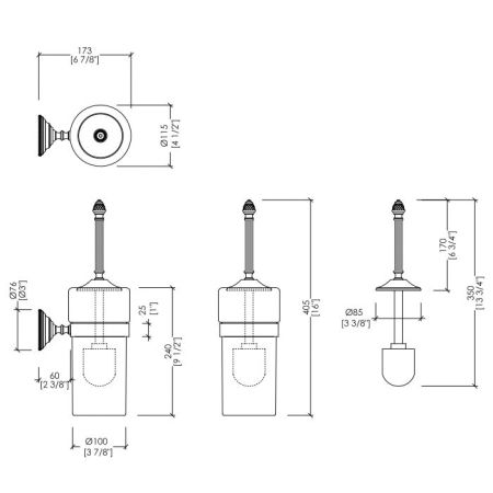 Devon Black Diamond Ёршик подвесной (черная керамика), цвет: бронза, артикул BLKD520BRNE