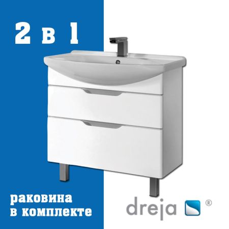Тумба с раковиной подвесная/напольная Dreja Laguna Plus 105 см, белый, артикул 99-0108-com