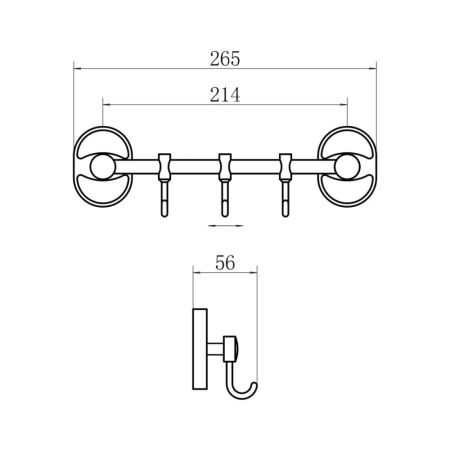 Планка с крючками для полотенец FASHUN A1915-3, хром