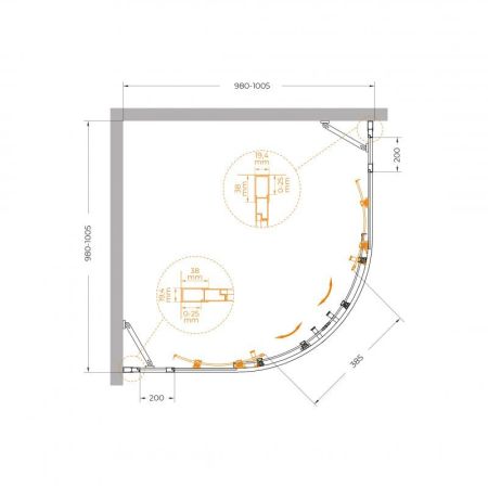 MOLVENO-R-22-90+30-C-BORO-IV Душевой уголок, артикул MOLVENO-R-22-90+30-C-BORO-IV
