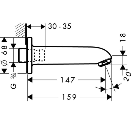 HG Излив для ванны E / S 159мм, цвет хром, артикул 13414000