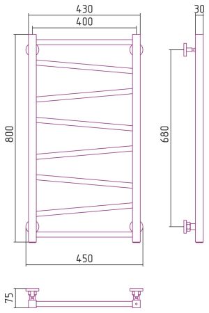 Полотенцесушитель водяной Сирокко 800х400 (Шампань), артикул 020-0253-8040