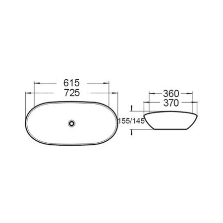 Раковина керамическая Vincea VBS-508MB, 615*360*155, накладная, цвет черный матовый, артикул VBS-508MB