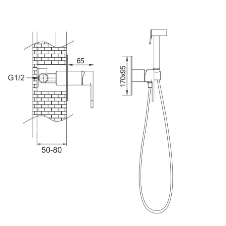 Гигиенический душ со смесителем Rose R255, хром, артикул R255