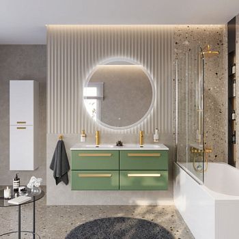 ECO-CER-N База под раковину подвесная с четырьмя выкатными ящиками для раковины с двумя чашами, Sapfiro, 1200x457x500, ECO-CER-N-1200-4C-SO-2-SPF-P