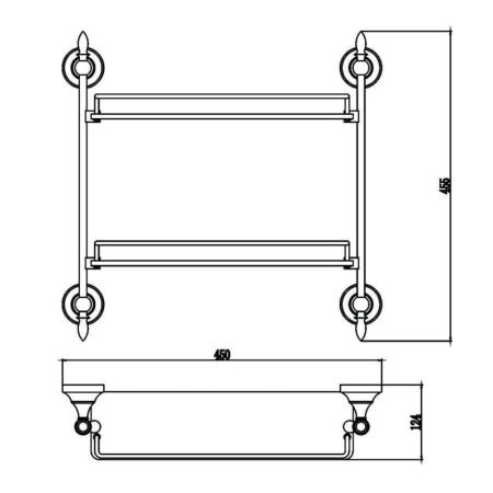 Полка стеклянная Savol S-06822A, хром, артикул S-06822A