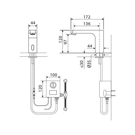 Смеситель для раковины сенсорный Timo Torne 4313/00F хром, артикул 4313/00F