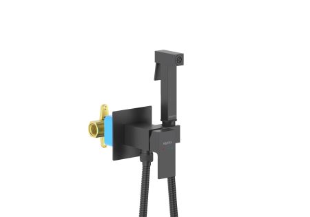 Комплект для гигиенического душа встроенный (смеситель + гигиеническая лейка + шланг) AQUATEK, матовый черный AQ1022MB ЛИБРА, артикул AQ1022MB