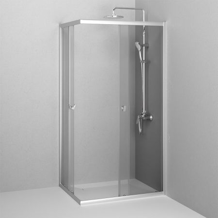 W87G-403-10080-MT Sunny душ огражд прямоугольн, раздвижн двери 100x80 серебро,стекло прозрачн, артикул W87G-403-10080-MT