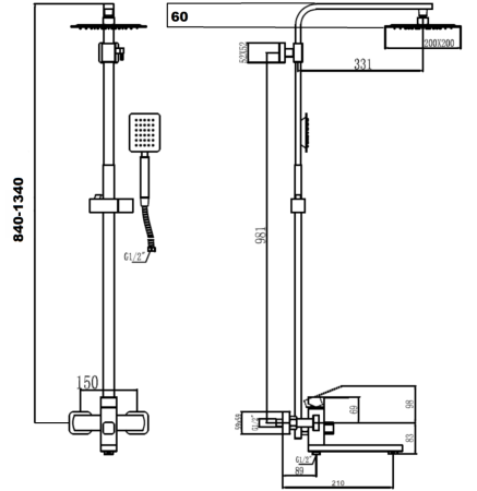 Душевая система Fmark FS8145-35, сатин, артикул FS8145-35
