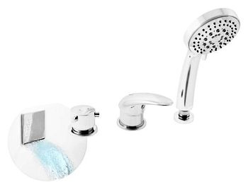 См-ль для ванны на 4- отверстия.Переключатель керамический MD0448.5, излив TVR002, душевой шланг с п