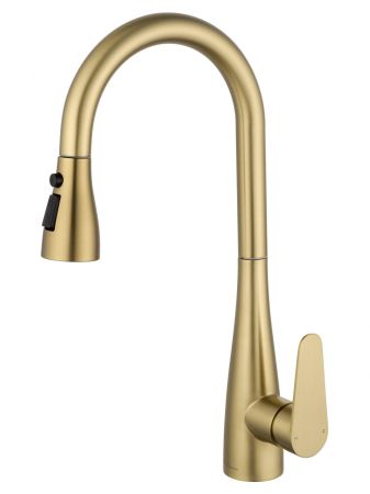 Смеситель для кухни с выдвижным изливом WONZON & WOGHAND, Брашированное золото (WW-121E201B-BG)
