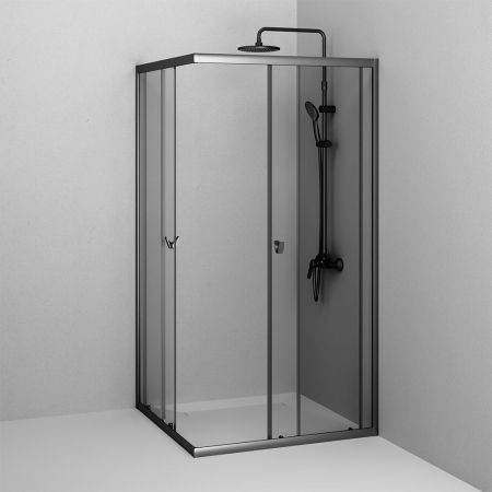 W87G-403-12090-BT Sunny душ огражд прямоугольн, раздвижн двери 120x90 черный,стекло прозрачн