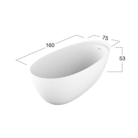 Antonio Lupi Eclipse Ванна отдельностоящая, овальная, 160х70х53см, с донным клапаном (хром), сифоном, мат-л: Cristalplant, цвет: белый