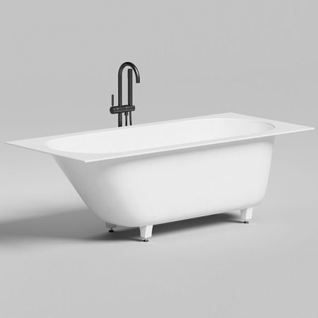 Salini (ORNELLA KIT) Встраиваемая овальная ванна на ножках 1700x750x600мм, сифон, интегрированный слив-перелив, материал: S-Sense, цвет: белый глянцев, артикул 102411G