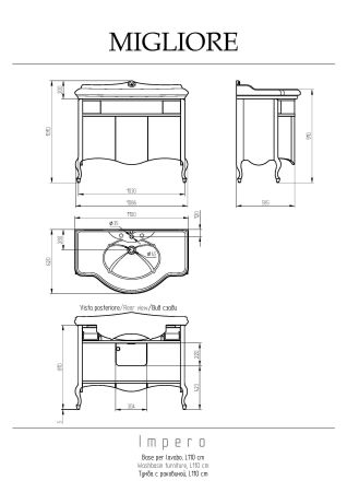 IMPERO База L110xH82xP57 см, для раковины 110 см, 3 двери 2 ящика, цвет: OLIVA, артикул 25958
