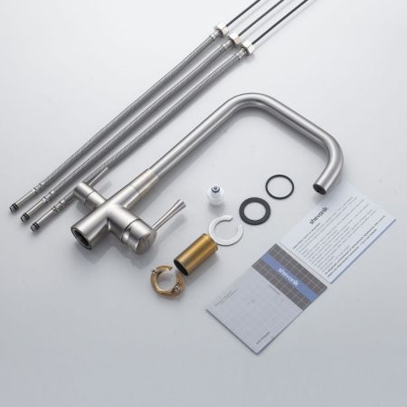 Смеситель для кухни с подключением фильтра Shevanik S528L, сатин