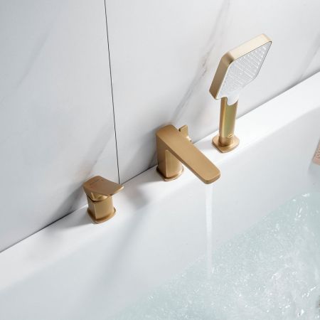 Смеситель на борт ванны Shevanik S9912G, золотой сатин, артикул S9912G