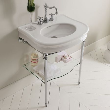 3SC  Консоль Florian 90х54хh86см, с раковиной LA12, сифоном и стекл.полочкой,цвет: хром, артикул FL3090SL