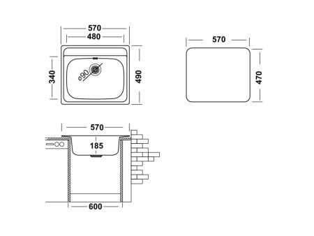 Кухонная мойка UKINOX Гранд GRP570.490 -GT8K 0C, 49*57, артикул GRP570.490 -GT8K 0C