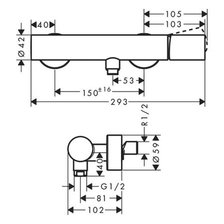 AX Uno Смеситель для душа, однорычажный, настенный, цвет: шлифованный никель